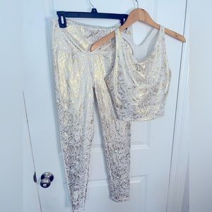 Gold snakeskin workout outfit